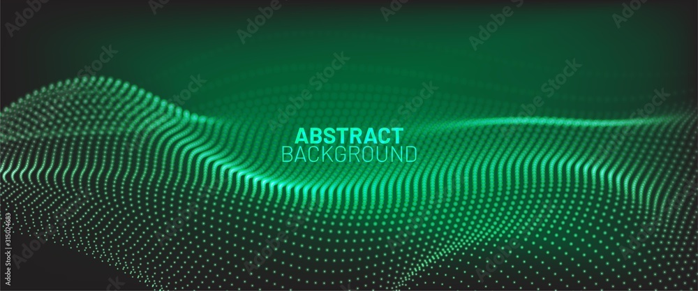 Poster futuristic 3d wave abstract background. wavy line dots. technology concept. big data vector illustra