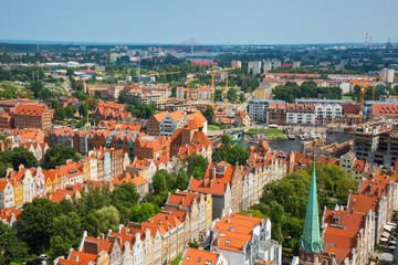 Naklejka premium Aerial view of the old town in Gdansk