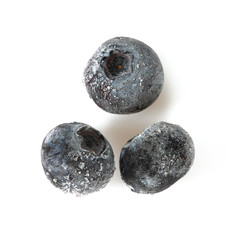 frozen blueberries isolated on white background
