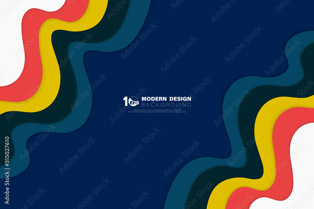 Poster abstract colorful wavy pattern design of movement elements presentation in center background. illust