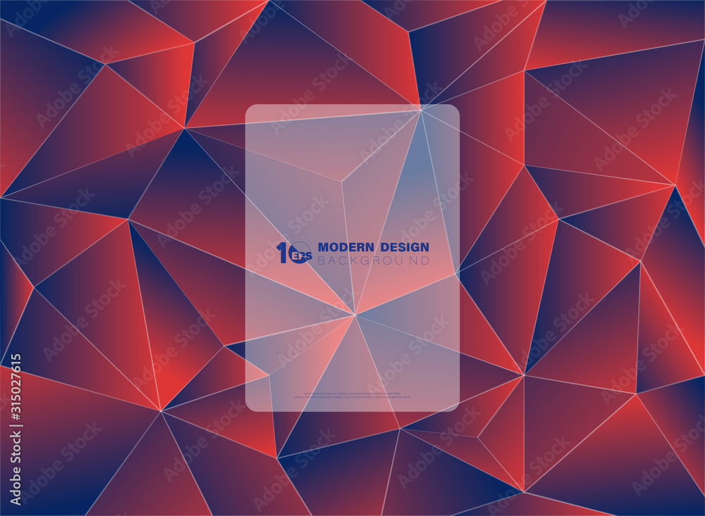 Poster abstract gradient color of blue and red polygonal pattern design for new technology background. illu