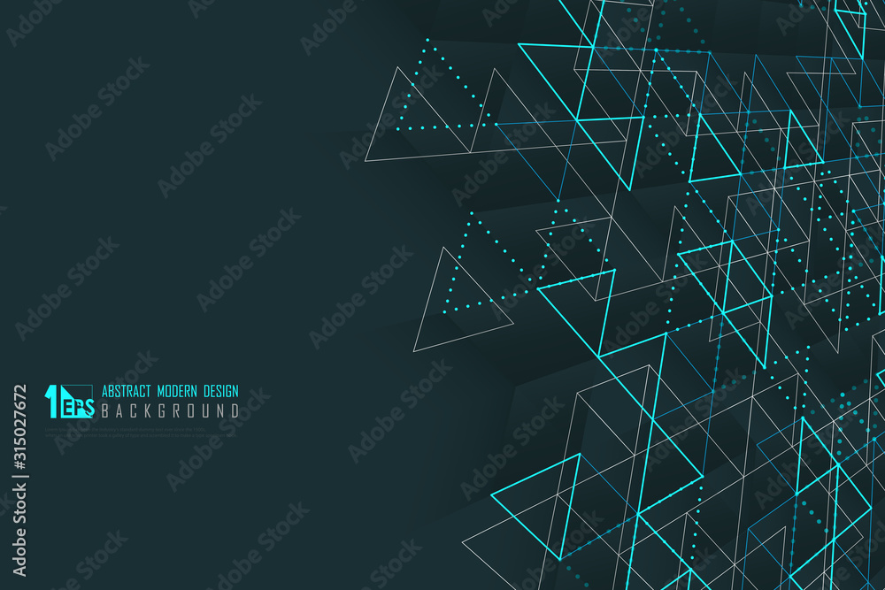 Poster abstract business technology of triangles pattern with green style presentation background. illustra