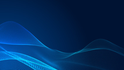 Dot blue wave light screen gradient texture background. Abstract  technology big data digital background. 3d rendering.