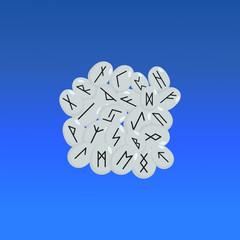 Scandinavian runes on blue background. Runic alphabet. Ancient occult symbols.