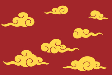 Chinese new year background with gold cloud .