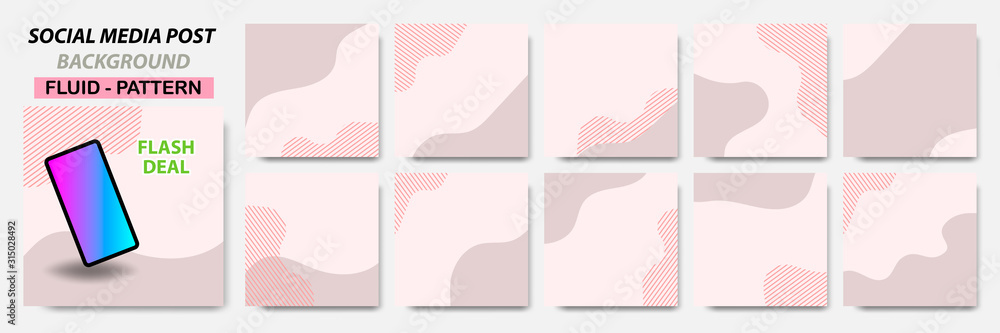Canvas Prints set collection of square banner layout in pink pastel color