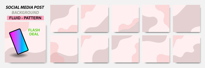 Set collection of square banner layout in pink pastel color