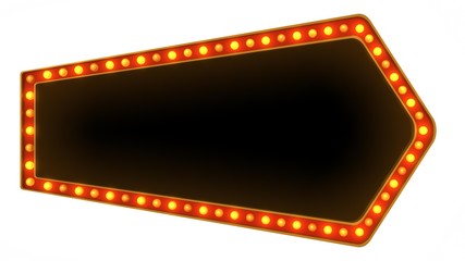 Red marquee light board sign retro on white background. 3d rendering