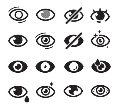 Eyes icon. Optical care symbols eyesight vision cataract blinds good looking medicine pictures searching vector icons collection. Eyesight health, eyeball and optical human healthcare illustration