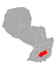 Karte von Caazapa in Paraguay