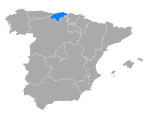 Fototapeta na wymiar Karte von Kantabrien in Spanien