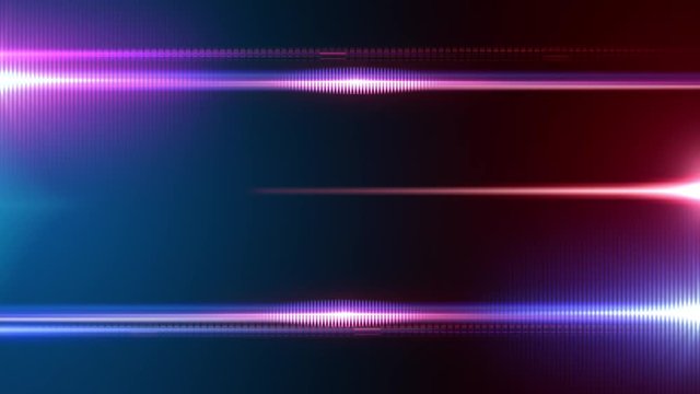 Lens flare light over black background. Horizontal flares moving back and forth