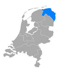 Karte von Groningen in Niederlande