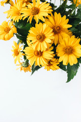 Yellow daisy flowers bouquet isolated on white background. Holiday, Valentine's day present.