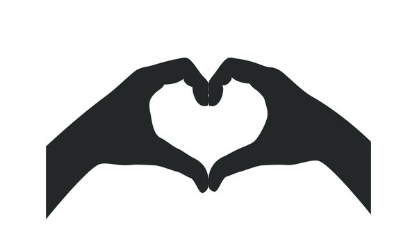 Gesture of the hands folded as heart. Hands folded in the shape of a heart, sign isolated on white background. Symbol love. Vector illustration