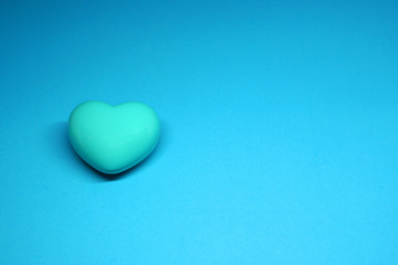 Single or Lonely ( 1 ) Blue Heart Object on Blue Background - Valentine Day - Finding couple lover  Concept  with Copy space                       