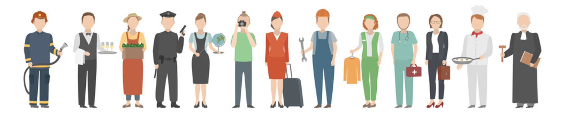 People Of Diverse Occupations. Vector Illustration.