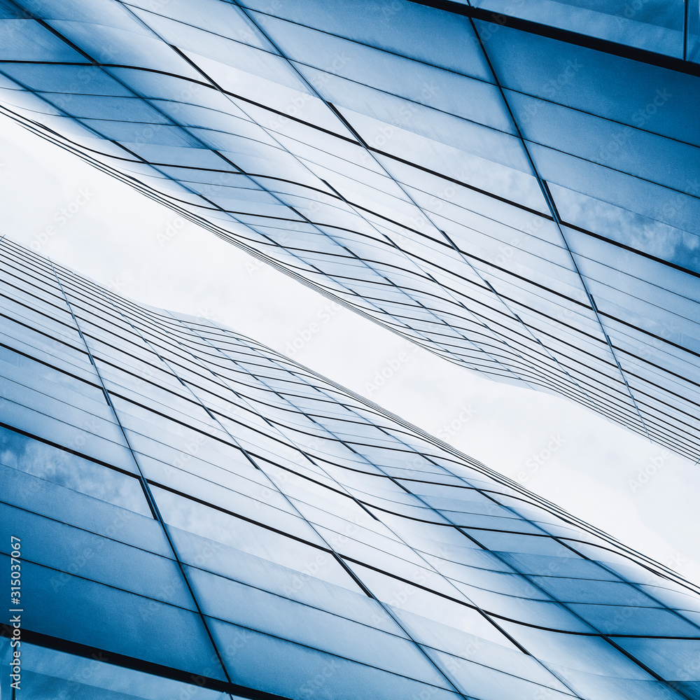 Aufkleber architecture details modern building exterior glass facade pattern reflection abstract background