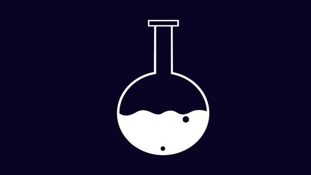 Chemistry. Reaction in a chemical test tube, video with the alpha channel enabled. Cartoon
