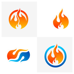 Set of Fire logo vector, Flame logo design template, Icon symbol, Creative design
