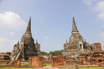 Fototapeta premium タイ、バンコク、世界遺産アユタヤのワット・プラ・シー・サンペート Wat Phra Sri Sampet in Ayutthaya,Bangkok,Thailand