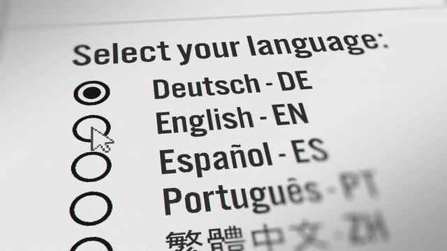 Mouse Cursor Choosing Language Radio Button