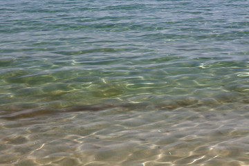 Caspian Sea. Clear sea water. The sea is blue with small waves. selective focus