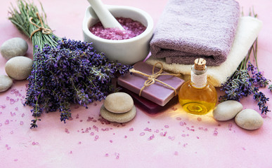 Fototapeta na wymiar Lavender spa products