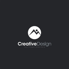 Letter M mountain Logo Home Icon people