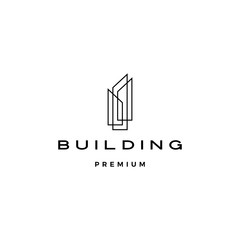 building logo vector icon line outline monoline illustration