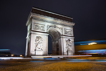 Fototapeta na wymiar long exposure view of arc de triomphe champs elysees paris france 