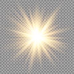 Glow light effect. Star burst with sparkles. Sun. Vector illustration.
