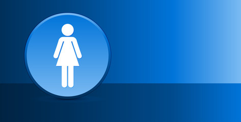 Woman icon glassy modern blue button abstract background