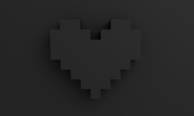 3D pixel heart shape wallpaper background 
