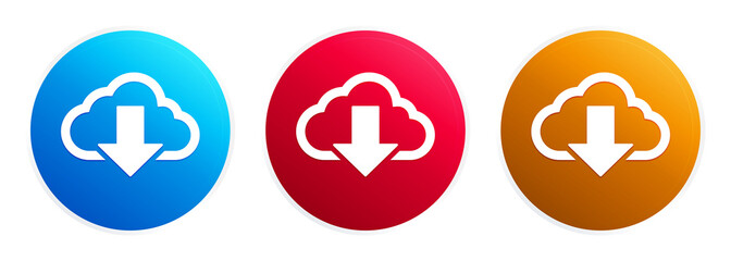 Cloud download icon premium trendy round button set