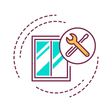 window repair tools icon, outline style clip art preview