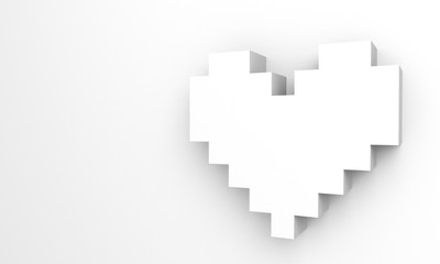 3D pixel heart shape wallpaper background 