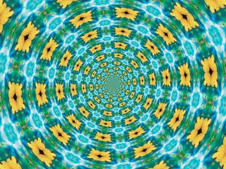 Colorful digital graphic kaleidoscope symmetry mandala style in laser light sunray trial pattern, Tie Dye , spiderweb art abstract background for art projects, banner, business,   card, 3D, template