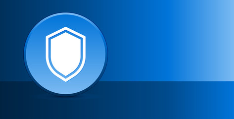 Shield icon glassy modern blue button abstract background