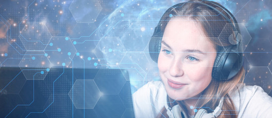 5G,Business, Technology, Internet and network concept. Young businessman working on a virtual screen of the future and sees the inscription: 5G.Connect global wireless devices