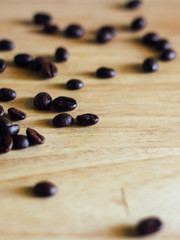 Coffee on grunge wooden background 
