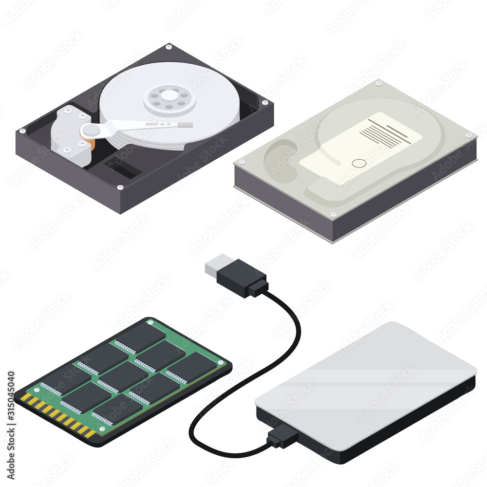 Poster hard disk vector icons for web design isolated on white background