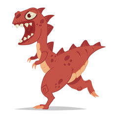 Dinosaur T-Rex cartoon vector illustration isolated on white background.