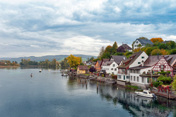 Fototapeta na wymiar Scenic view of Stein Am Rhein, a small historic town on the River Rhine in Schaffhausen, Switzerland