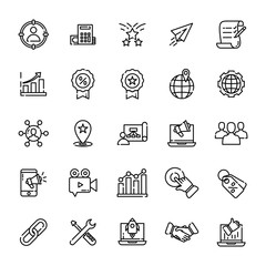Seo and marketing Line icon set vector illustration,direct message,video content,review,campaign