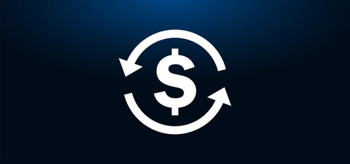 Money exchange dollar sign icon crystal blue banner background