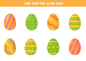 Find two the same Easter eggs.
