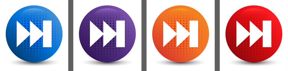 Next track playlist icon abstract halftone round button set