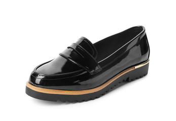 Stylish female shoe isolated on white. Trendy footwear