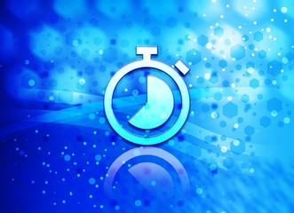 Stopwatch icon abstract light cyan blue hexagon pattern background